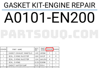 Nissan A0101EN200 GASKET KIT-ENGINE REPAIR