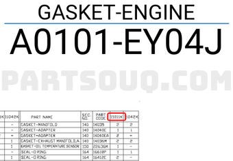 Nissan A0101EY04J GASKET-ENGINE