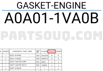 Nissan A0A011VA0B GASKET-ENGINE