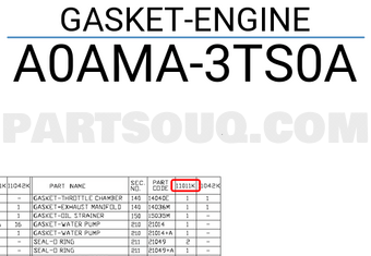 Nissan A0AMA3TS0A GASKET-ENGINE