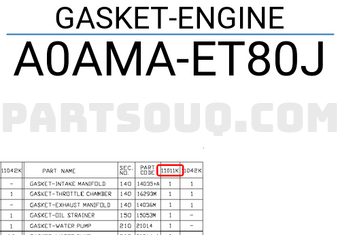 Nissan A0AMAET80J GASKET-ENGINE