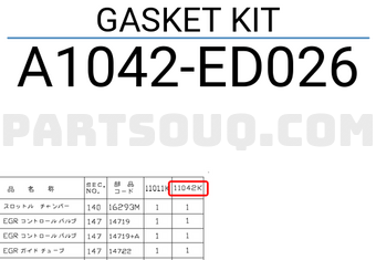 Nissan A1042ED026 GASKET KIT