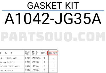 Nissan A1042JG35A GASKET KIT