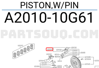 Nissan A201010G61 PISTON,W/PIN
