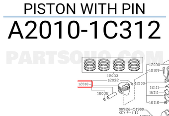 Nissan A20101C312 PISTON WITH PIN