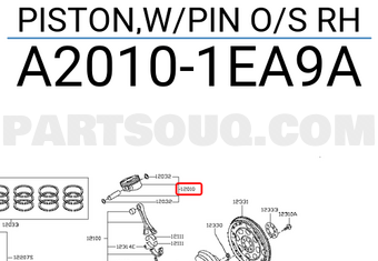 Nissan A20101EA9A PISTON,W/PIN O/S RH