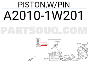 Nissan A20101W201 PISTON,W/PIN