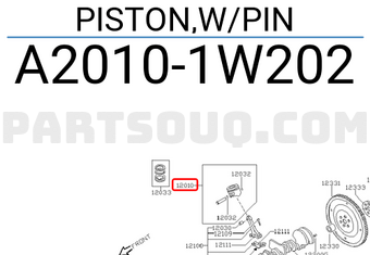 Nissan A20101W202 PISTON,W/PIN