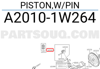 Nissan A20101W264 PISTON,W/PIN