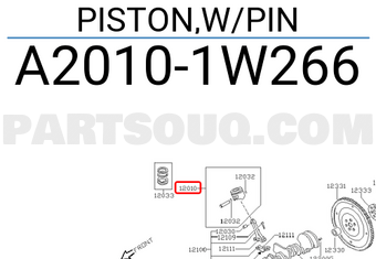 Nissan A20101W266 PISTON,W/PIN