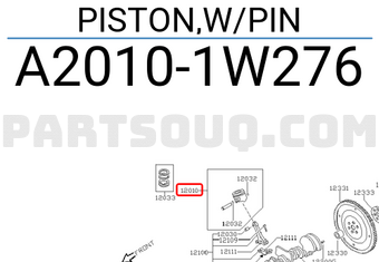 Nissan A20101W276 PISTON,W/PIN