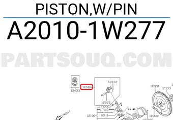 Nissan A20101W277 PISTON,W/PIN