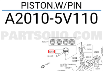 Nissan A20105V110 PISTON,W/PIN