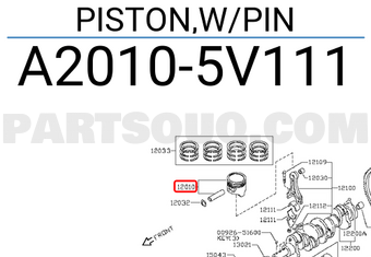 Nissan A20105V111 PISTON,W/PIN