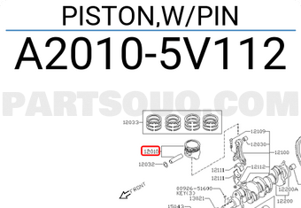 Nissan A20105V112 PISTON,W/PIN