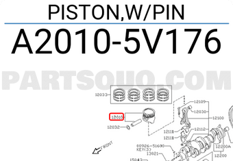 Nissan A20105V176 PISTON,W/PIN
