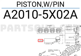 Nissan A20105X02A PISTON,W/PIN