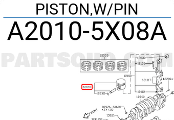 Nissan A20105X08A PISTON,W/PIN