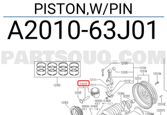 Nissan A201063J01 PISTON,W/PIN