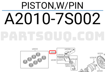 Nissan A20107S002 PISTON,W/PIN