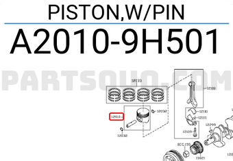 Nissan A20109H501 PISTON,W/PIN