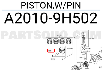 Nissan A20109H502 PISTON,W/PIN