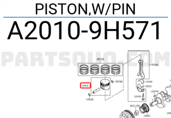 Nissan A20109H571 PISTON,W/PIN