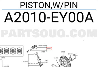 Nissan A2010EY00A PISTON,W/PIN