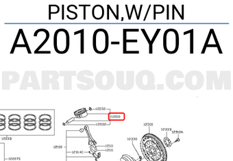 Nissan A2010EY01A PISTON,W/PIN