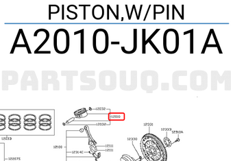 Nissan A2010JK01A PISTON,W/PIN