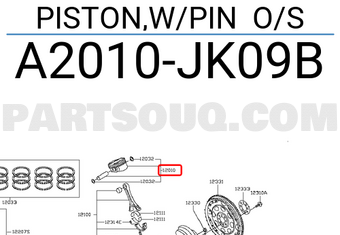 Nissan A2010JK09B PISTON,W/PIN O/S
