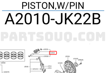 Nissan A2010JK22B PISTON,W/PIN