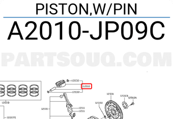 Nissan A2010JP09C PISTON,W/PIN