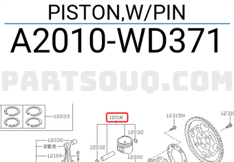 Nissan A2010WD371 PISTON,W/PIN
