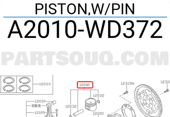 Nissan A2010WD372 PISTON,W/PIN