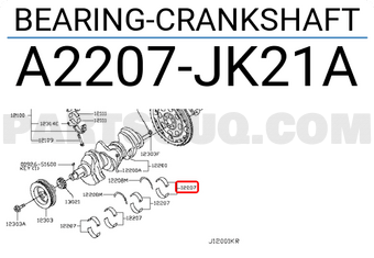 Nissan A2207JK21A BEARING-CRANKSHAFT
