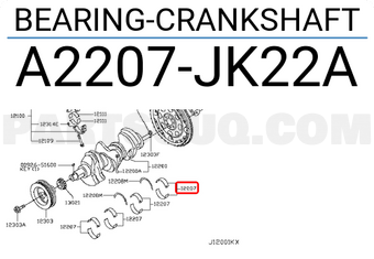 Nissan A2207JK22A BEARING-CRANKSHAFT