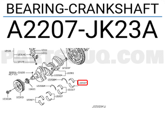 Nissan A2207JK23A BEARING-CRANKSHAFT
