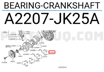 Nissan A2207JK25A BEARING-CRANKSHAFT