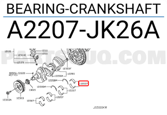 Nissan A2207JK26A BEARING-CRANKSHAFT