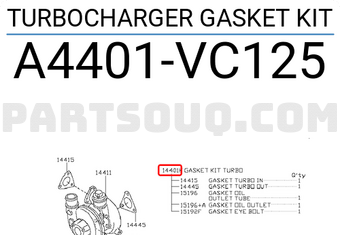 Nissan A4401VC125 TURBOCHARGER GASKET KIT