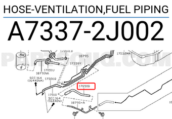 Nissan A73372J002 HOSE-VENTILATION,FUEL PIPING