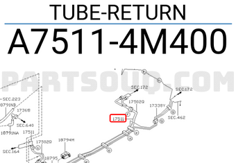 Nissan A75114M400 TUBE-RETURN