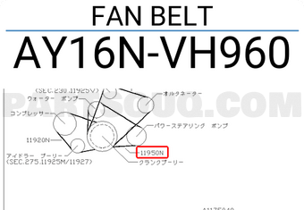 Nissan AY16NVH960 FAN BELT