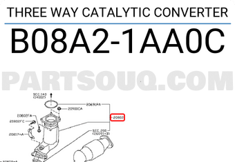 Nissan B08A21AA0C THREE WAY CATALYTIC CONVERTER