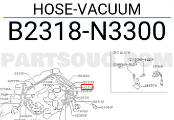 Nissan B2318N3300 HOSE-VACUUM