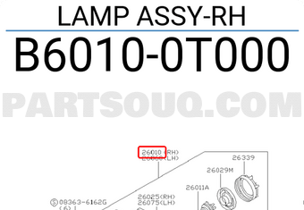 Nissan B60100T000 LAMP ASSY-RH