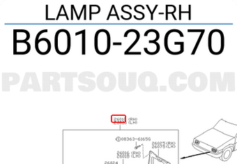 Nissan B601023G70 LAMP ASSY-RH