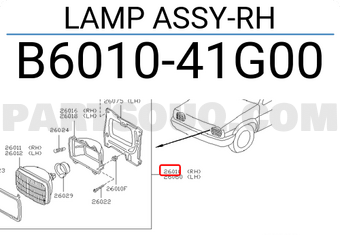 Nissan B601041G00 LAMP ASSY-RH