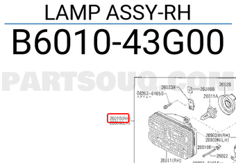 Nissan B601043G00 LAMP ASSY-RH